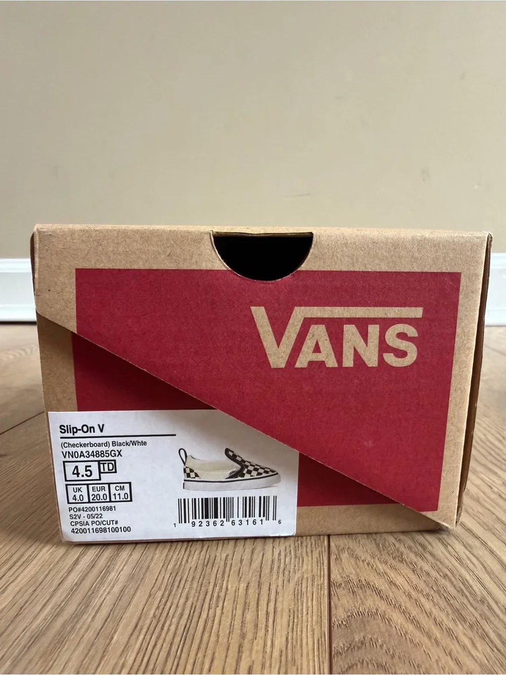 Vans Black & White Checkered Slip On Shoes Toddler Size 4.5
